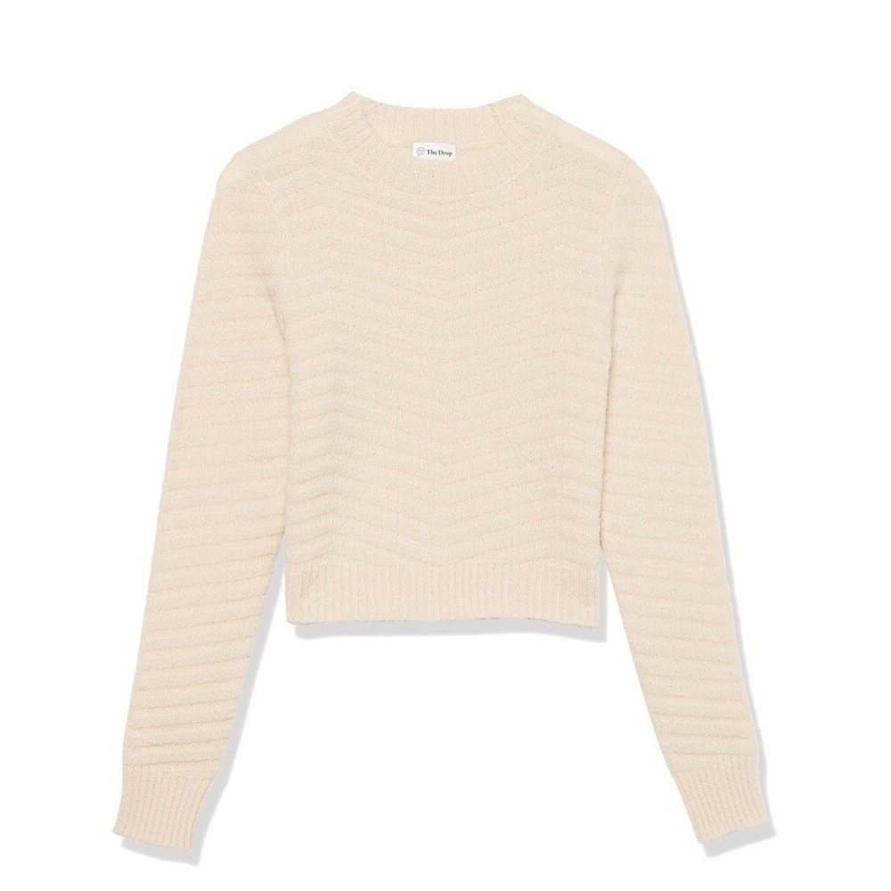 The Drop Ezra Sweater Womens Small Creme Brulee NWT Cropped Cable Mock Neck C37